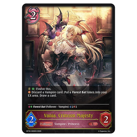 Vania, Crimson Majesty BP18-080EN card from the Shadowverse: Evolve set Neometropolis