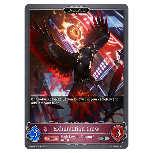 Exhumation Crow BP18-087EN card from the Shadowverse: Evolve set Neometropolis