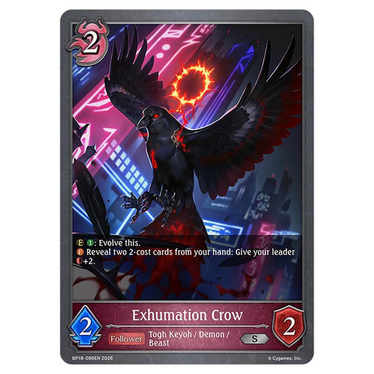 Exhumation Crow BP18-086EN card from the Shadowverse: Evolve set Neometropolis