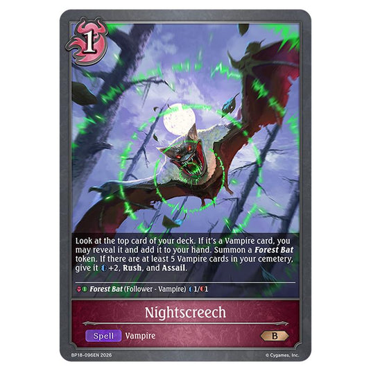 Nightscreech BP18-096EN card from the Shadowverse: Evolve set Neometropolis