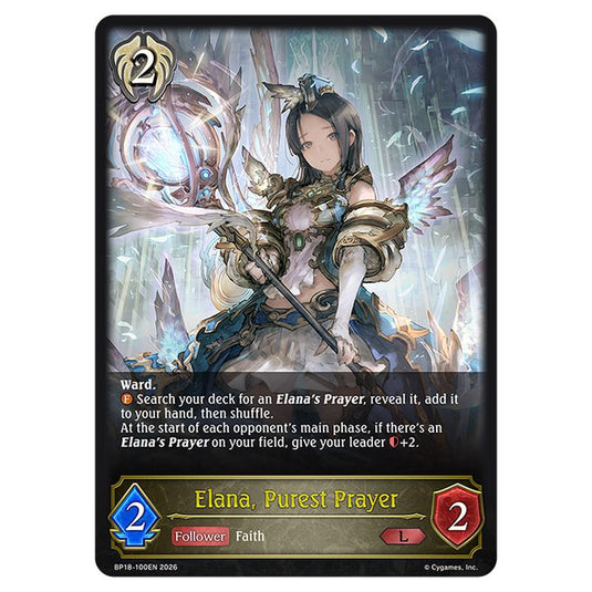 Elana, Purest Prayer BP18-100EN card from the Shadowverse: Evolve set Neometropolis
