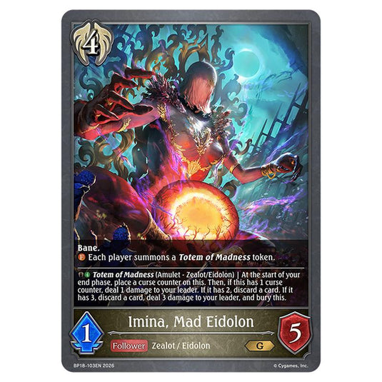 Imina, Mad Eidolon BP18-103EN card from the Shadowverse: Evolve set Neometropolis