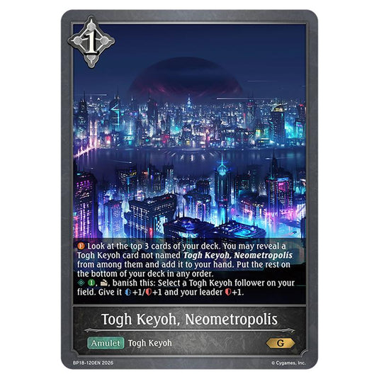 Togh Keyoh, Neometropolis BP18-120EN card from the Shadowverse: Evolve set Neometropolis