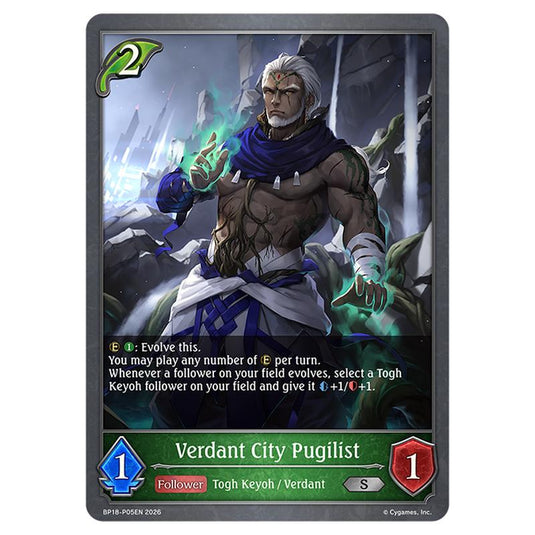 Verdant City Pugilist BP18-P05EN card from the Shadowverse: Evolve set Neometropolis