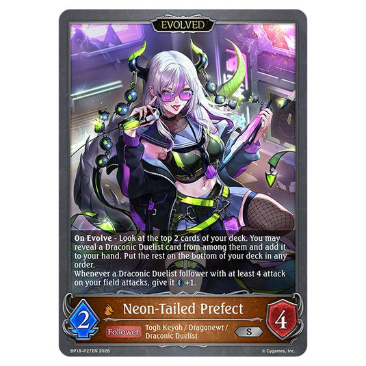Neon-Tailed Prefect BP18-P27EN card from the Shadowverse: Evolve set Neometropolis