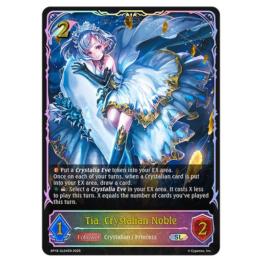Tia, Crystalian Noble BP18-SL04EN card from the Shadowverse: Evolve set Neometropolis