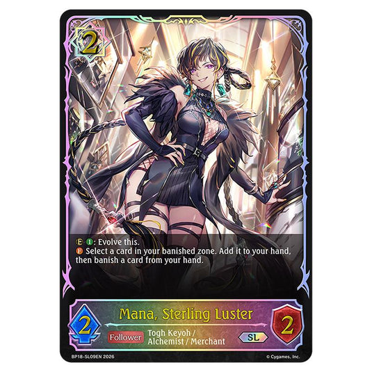Mana, Sterling Luster BP18-SL09EN card from the Shadowverse: Evolve set Neometropolis