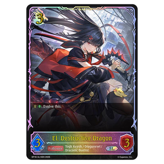 El, Destructive Dragon BP18-SL13EN card from the Shadowverse: Evolve set Neometropolis