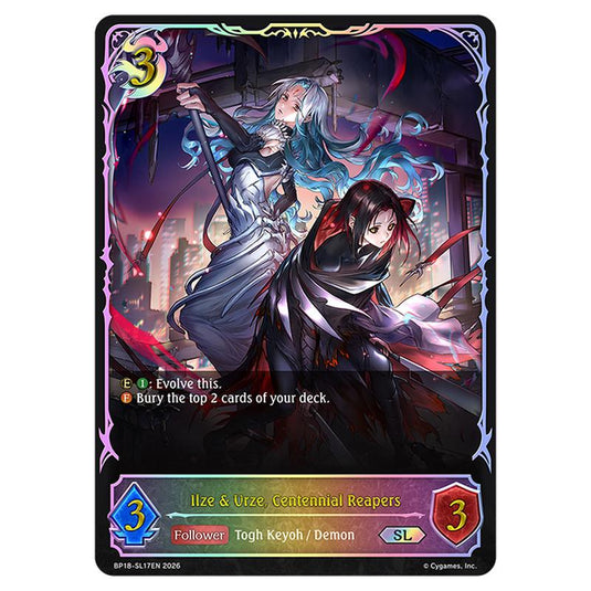 Ilze & Urze, Centennial Reapers BP18-SL17EN card from the Shadowverse: Evolve set Neometropolis