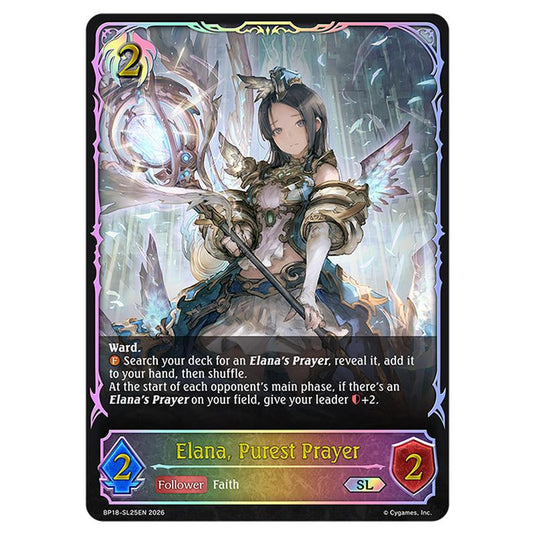 Elana, Purest Prayer BP18-SL25EN card from the Shadowverse: Evolve set Neometropolis
