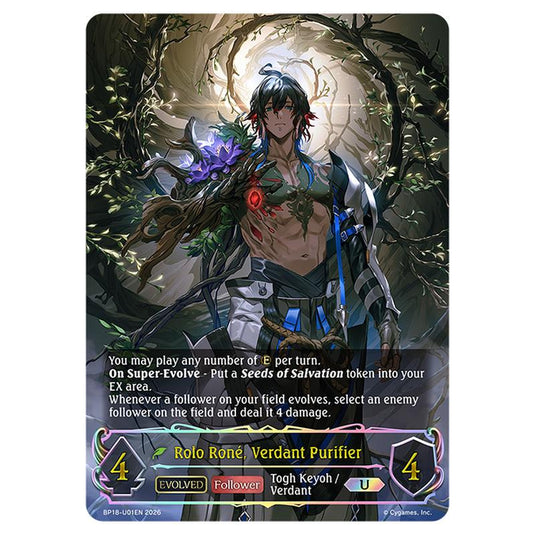 Rolo Rone, Verdant Purifier BP18-U01EN card from the Shadowverse: Evolve set Neometropolis