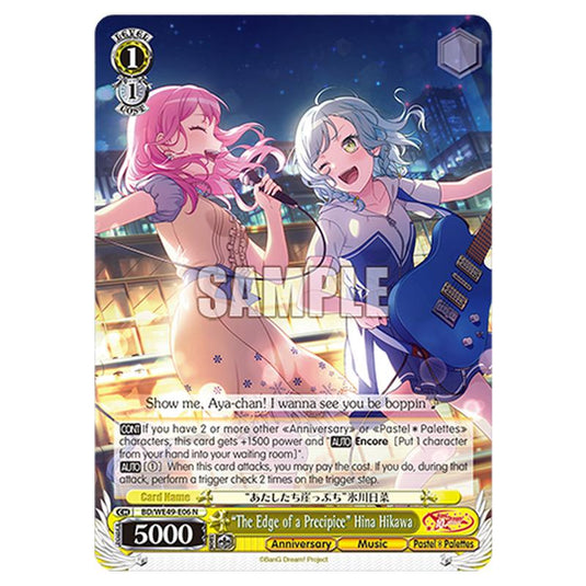 “The Edge of a Precipice” Hina Hikawa BD/WE49-E06 card from the Weiss Schwarz set BanG Dream! 10th Anniversary!