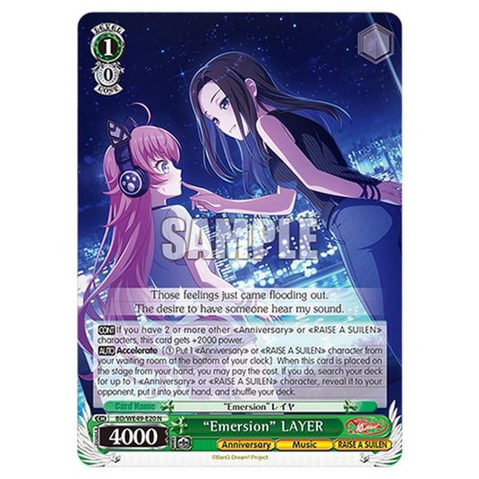 “Emersion” LAYER BD/WE49-E20 card from the Weiss Schwarz set BanG Dream! 10th Anniversary!
