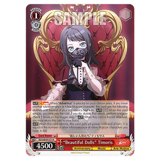 “Beautiful Dolls” Timoris BD/WE49-E31 card from the Weiss Schwarz set BanG Dream! 10th Anniversary!