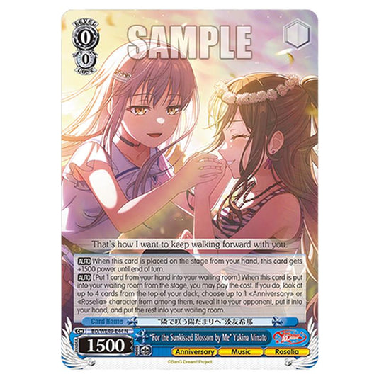 “For the Sunkissed Blossom by Me” Yukina Minato BD/WE49-E44 card from the Weiss Schwarz set BanG Dream! 10th Anniversary!