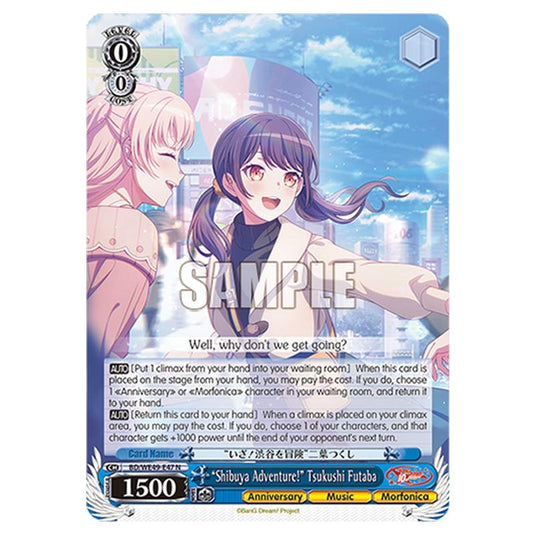 “Shibuya Adventure!” Tsukushi Futaba BD/WE49-E47 card from the Weiss Schwarz set BanG Dream! 10th Anniversary!