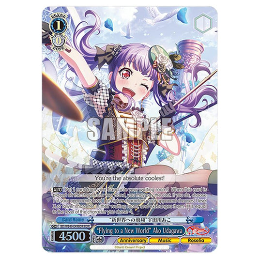 “Flying to a New World” Ako Udagawa BD/WE49-E49BDR card from the Weiss Schwarz set BanG Dream! 10th Anniversary!