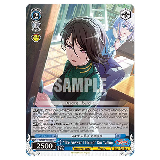 “The Answer I Found” Rui Yashio BD/WE49-E54 card from the Weiss Schwarz set BanG Dream! 10th Anniversary!