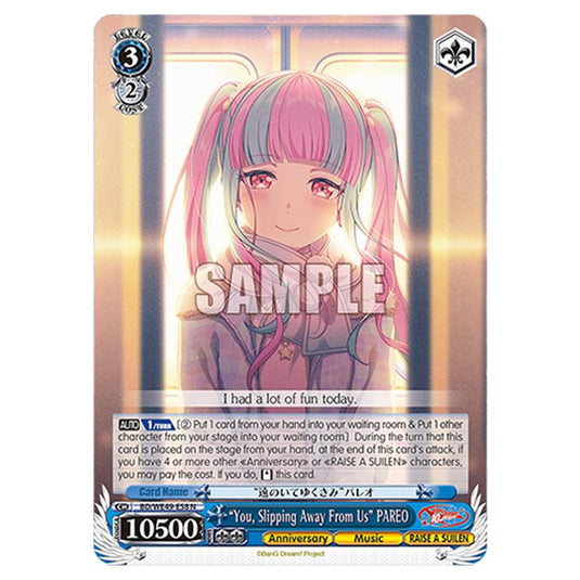 “You, Slipping Away From Us” PAREO BD/WE49-E58 card from the Weiss Schwarz set BanG Dream! 10th Anniversary!