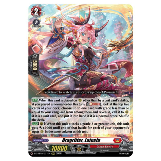 Dragritter, Lateefa DZ-SS15/001EN card from the Cardfight!! Vanguard set The Legendary Vanguards