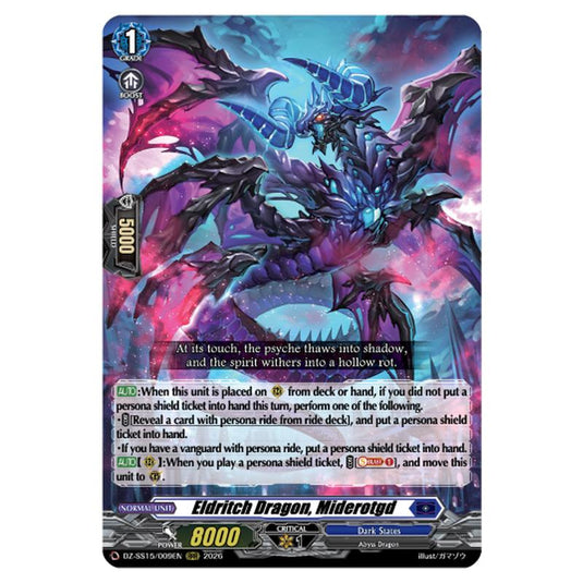 Fiendish Misfortune Dragon, Miderotgd DZ-SS15/009EN card from the Cardfight!! Vanguard set The Legendary Vanguards