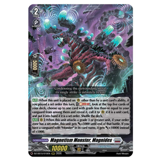 Magnetism Monster, Magnides DZ-SS15/010EN card from the Cardfight!! Vanguard set The Legendary Vanguards