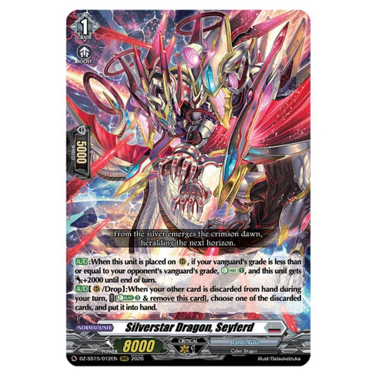 Silverstar Dragon, Seyferd DZ-SS15/012EN card from the Cardfight!! Vanguard set The Legendary Vanguards
