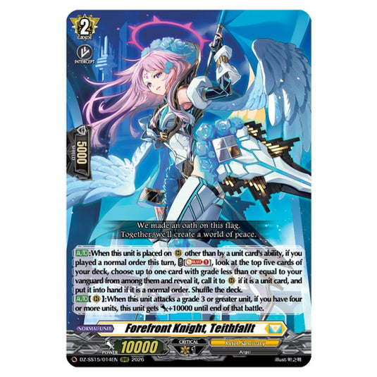 Forefront Knight, Teithfallt DZ-SS15/014EN card from the Cardfight!! Vanguard set The Legendary Vanguards