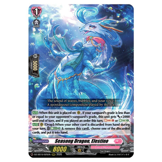 Seasong Dragon, Elestino DZ-SS15/025EN card from the Cardfight!! Vanguard set The Legendary Vanguards