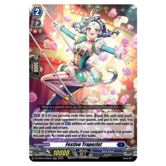 Festive Trapezist DZ-SS15/035EN card from the Cardfight!! Vanguard set The Legendary Vanguards