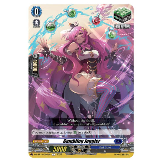 Gambling Juggler DZ-SS15/056EN card from the Cardfight!! Vanguard set The Legendary Vanguards