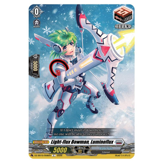 Light-flux Bowman, Luminoflux DZ-SS15/058EN card from the Cardfight!! Vanguard set The Legendary Vanguards