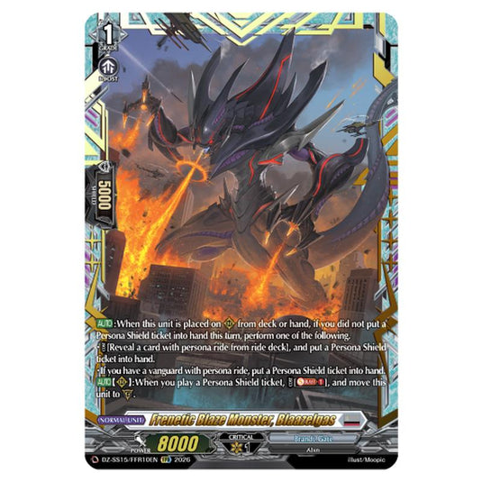 Frenetic Blaze Monster, Blaazelgas DZ-SS15/FFR10EN card from the Cardfight!! Vanguard set The Legendary Vanguards