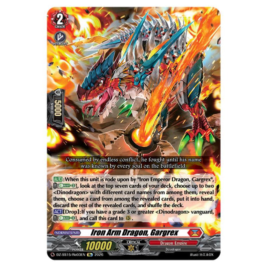 Iron Arm Dragon, Gargrex DZ-SS15/Re03EN card from the Cardfight!! Vanguard set The Legendary Vanguards