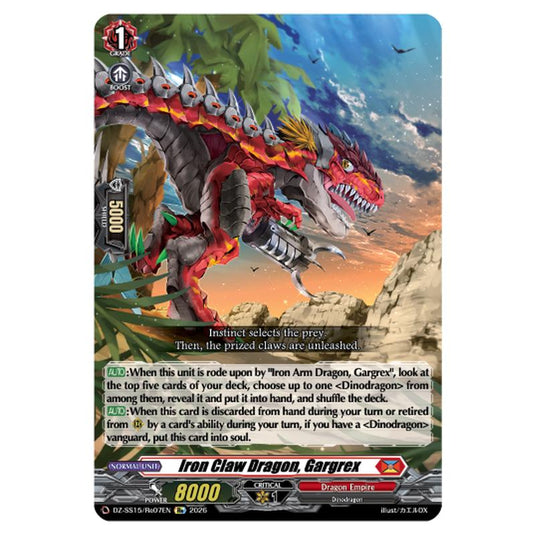 Iron Claw Dragon, Gargrex DZ-SS15/Re07EN card from the Cardfight!! Vanguard set The Legendary Vanguards