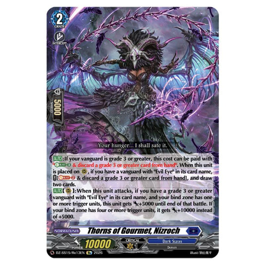 Thorns of Gourmet, Nizroch DZ-SS15/Re13EN card from the Cardfight!! Vanguard set The Legendary Vanguards