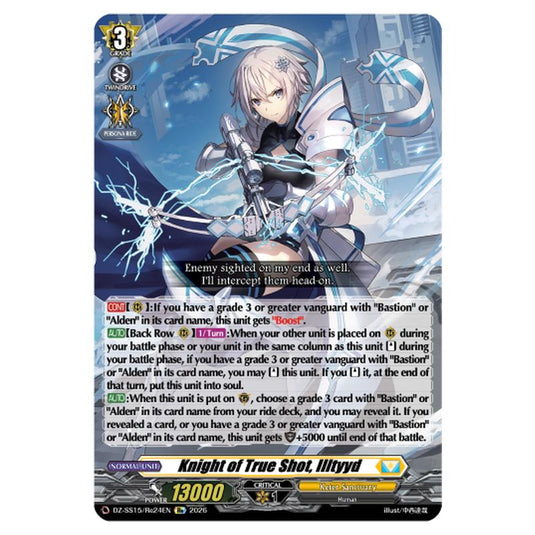 Knight of True Shot, Illtyyd DZ-SS15/Re24EN card from the Cardfight!! Vanguard set The Legendary Vanguards