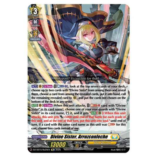 Divine Sister, Arrozconleche DZ-SS15/Re25EN card from the Cardfight!! Vanguard set The Legendary Vanguards