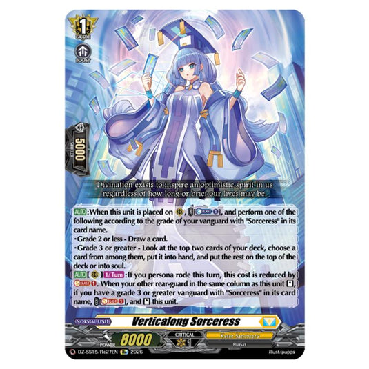 Verticalong Sorceress DZ-SS15/Re27EN card from the Cardfight!! Vanguard set The Legendary Vanguards