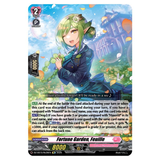 Fortune Garden, Feuille DZ-SS15/Re36EN card from the Cardfight!! Vanguard set The Legendary Vanguards