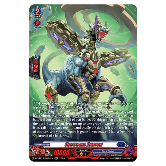 Upstream Dragon DZ-SS15/SR14EN card from the Cardfight!! Vanguard set The Legendary Vanguards