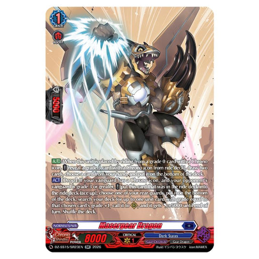 Masergear Dragon DZ-SS15/SR23EN card from the Cardfight!! Vanguard set The Legendary Vanguards
