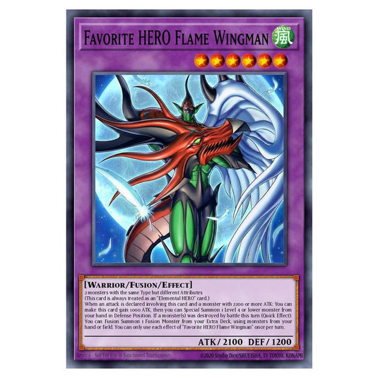 Favorite HERO Flame Wingman MAMO-EN005-UR card from the Yu-Gi-Oh! set Magnificent Monsters