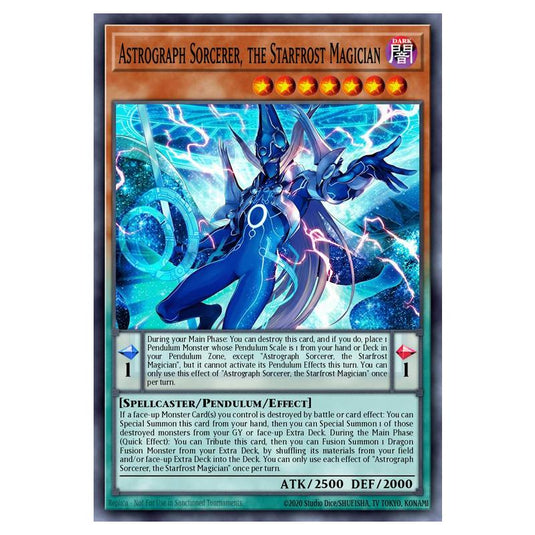 Astrograph Sorcerer, the Starfrost Magician MAMO-EN015-UR card from the Yu-Gi-Oh! set Magnificent Monsters