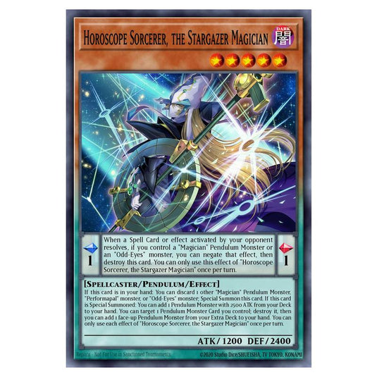 Horoscope Sorcerer, the Stargazer Magician MAMO-EN014-UR card from the Yu-Gi-Oh! set Magnificent Monsters