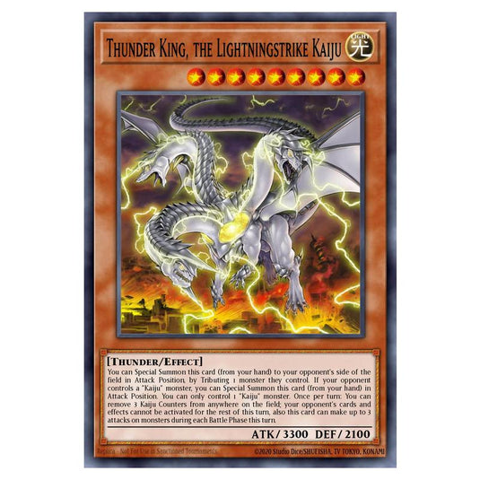 Thunder King, the Lightningstrike Kaiju MAMO-EN046 card from the Yu-Gi-Oh! set Magnificent Monsters