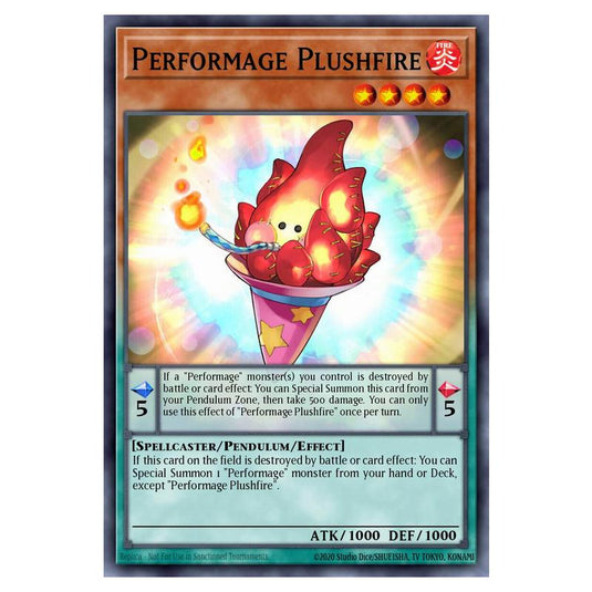 Performage Plushfire MAMO-EN045 card from the Yu-Gi-Oh! set Magnificent Monsters