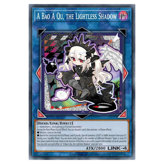 A Bao A Qu, the Lightless Shadow MAMO-EN038-SCR card from the Yu-Gi-Oh! set Magnificent Monsters