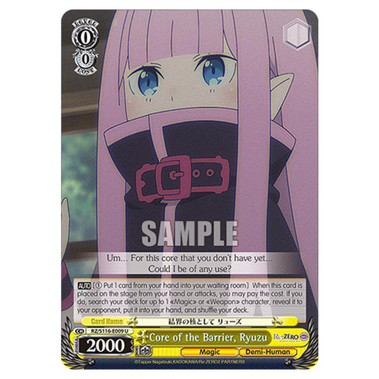Core of the Barrier, Ryuzu RZ/S116-E009 card from the Weiss Schwarz set Re:ZERO -Starting Life in Another World- Vol.3