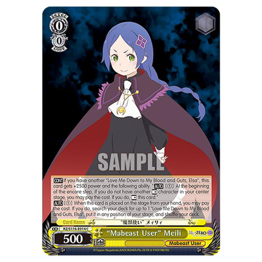 “Mabeast User” Meili RZ/S116-E014 card from the Weiss Schwarz set Re:ZERO -Starting Life in Another World- Vol.3